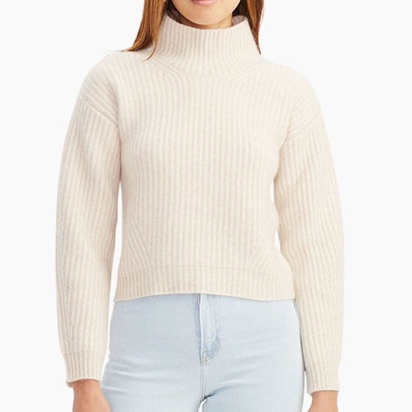 Naadam Merino Wool Cashmere Fisherman Turtleneck Winter White Women's size Small - Picture 1 of 11
